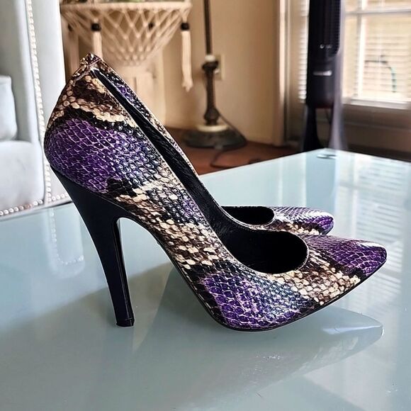 Just Cavalli Shoes - Robert Cavalli Just Cavalli Reptile Embossed Y2K Retro Heels Size 38